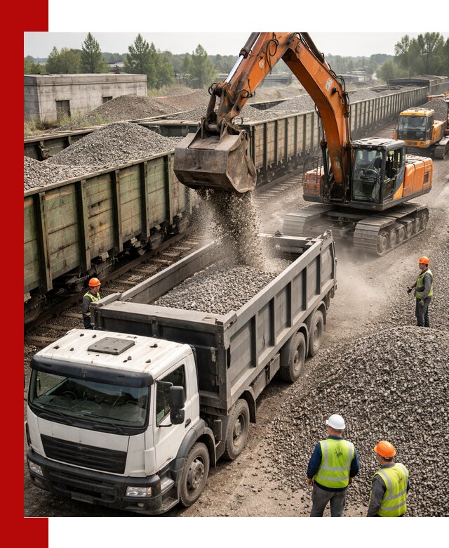 Железнодорожный щебень фракция 25–60 для поставок в Феодосии