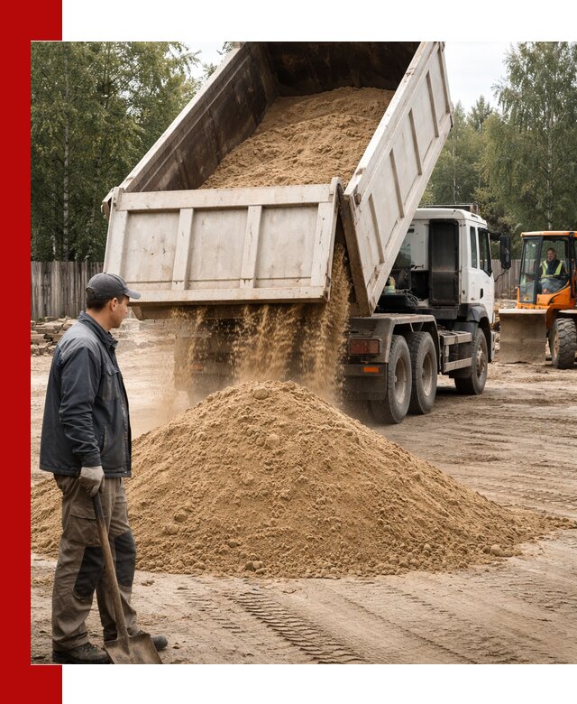 Доставка и продажа песка с разгрузкой в Феодосии