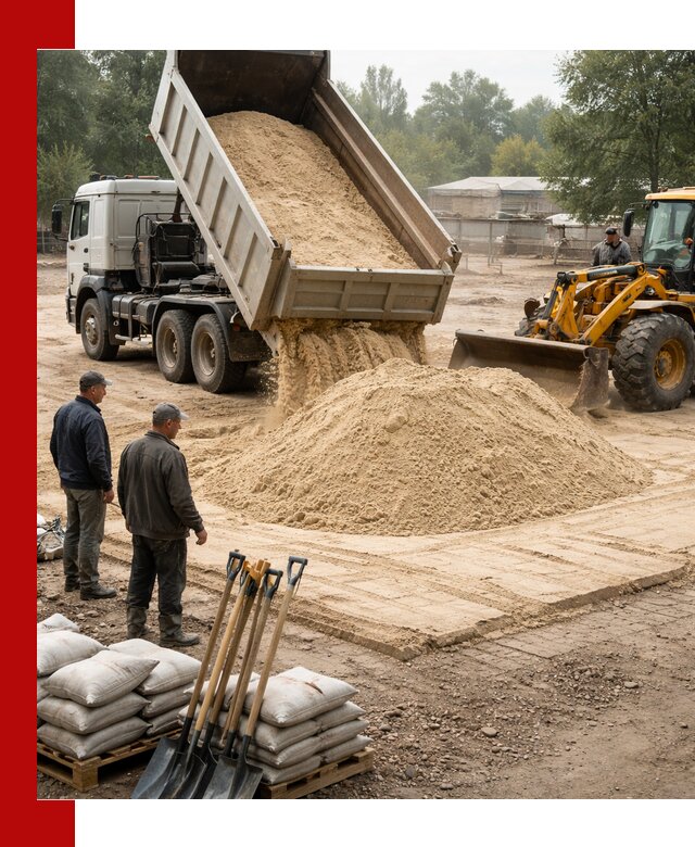 Доставка мытого песка в Феодосии с самосвалами по выгодной цене