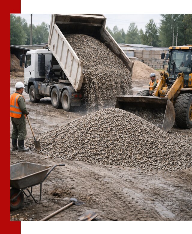 Мытый гравий с доставкой в Феодосии от карьера до участка