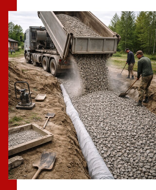 Гравий для дренажа с доставкой в Феодосии качественный и недорогой