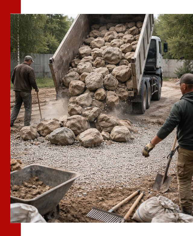 Доставка и укладка булыжника в Феодосии