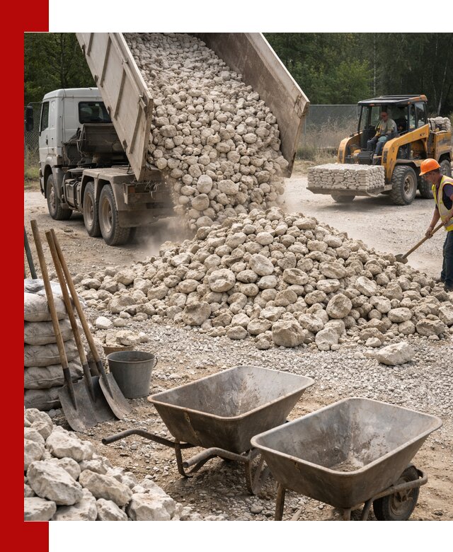 Доставка и продажа бутового известнякового камня в Феодосии