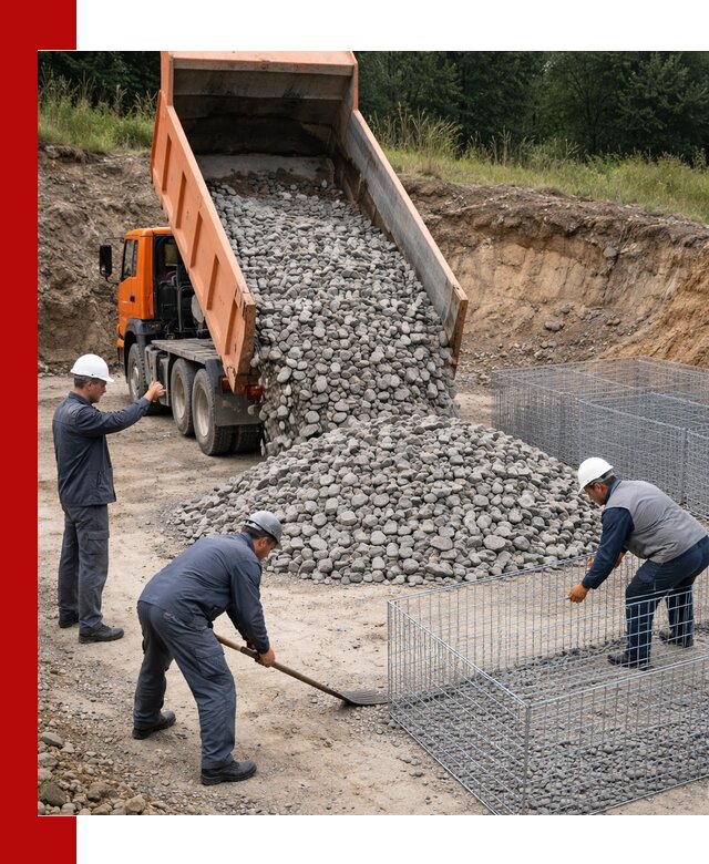 Камень для габионов с доставкой в Феодосии быстро и надёжно