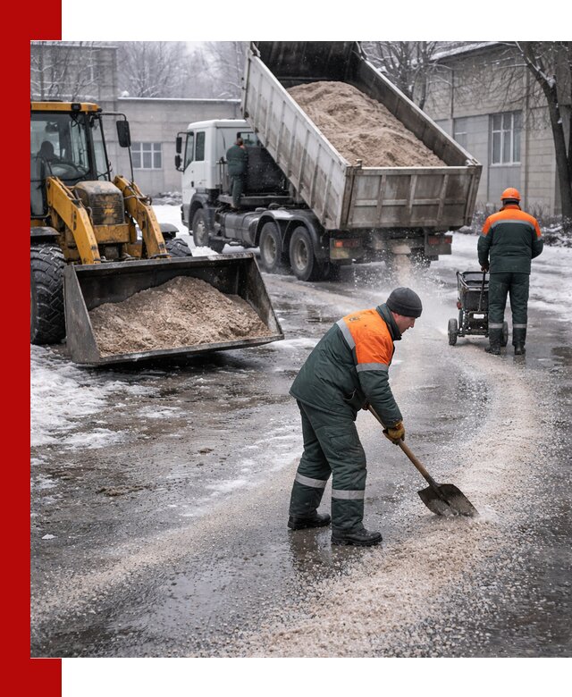 Реагент против гололеда с доставкой и нанесением в Феодосии