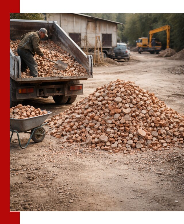 Доставка и подушка из боя кирпича с разгрузкой в Феодосии