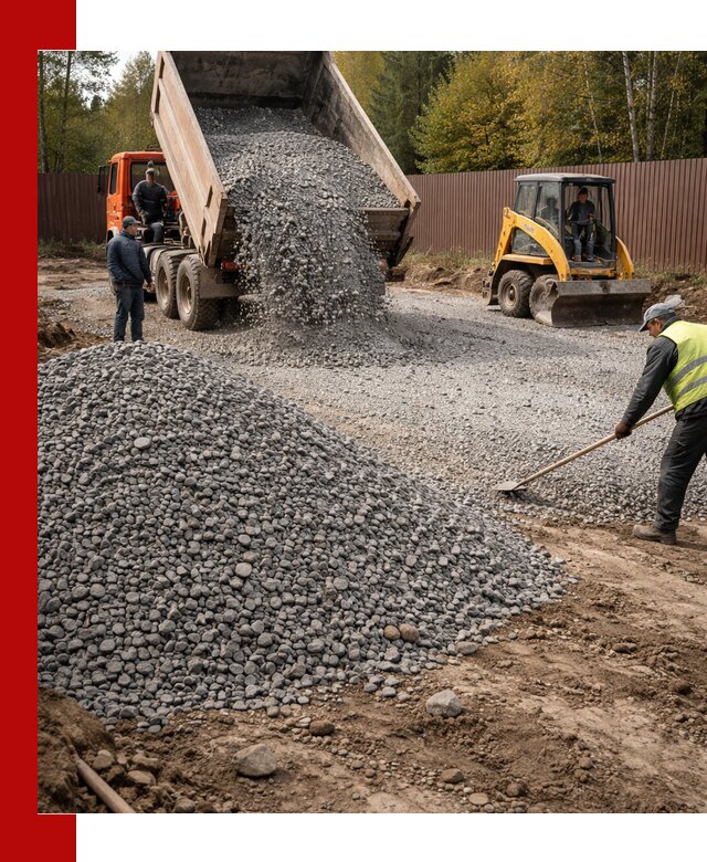 Отсыпка участка щебнем с доставкой и уплотнением в Феодосии